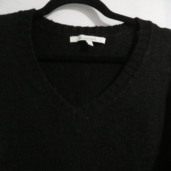 DREAMERS | s-m small to medium | Black Long Sleeve V-Neck Sweater Dress - Picture 4 of 16